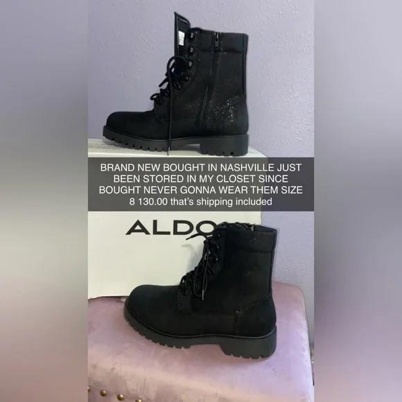 (SOLD)ALDO NWT BLACK WITH SILVER SPARKLE CUTE FOR FALL BOOTS - Picture 3 of 8